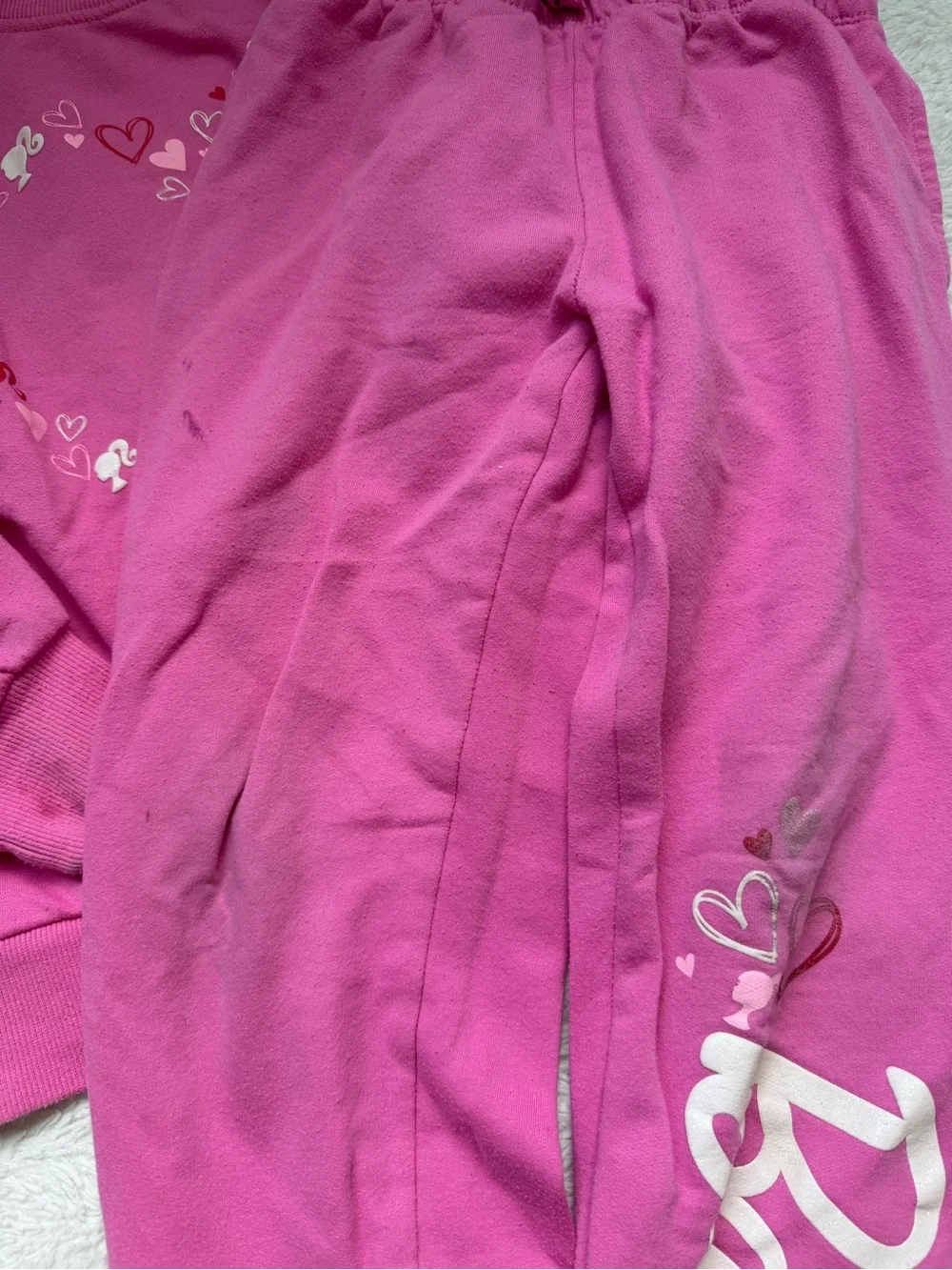 Barbie Girls Two Piece Sweater Set Pink Barbie Logo Size 7-8
